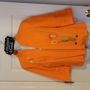 Focus 2000 Orange Jacket 14 Beaded Dragon Fly Floral